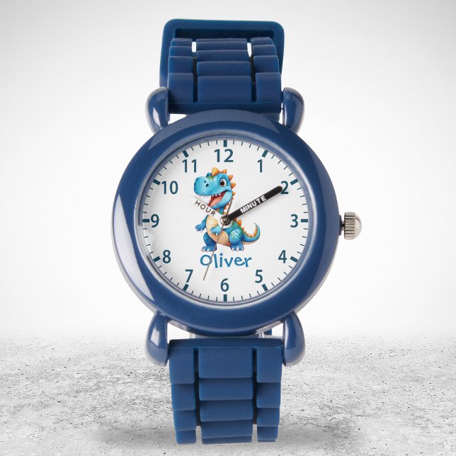 Montre Cute Blue T-rex Dinosaur Personnalisé (Créateur téléchargé)