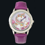 Montre Cute Bright Coloré Unicorn et Rainbow cheveux<br><div class="desc">licorne adorable avec cheveux arc-en-ciel.</div>