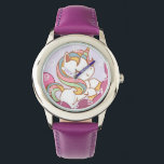 Montre Cute Bright Coloré Unicorn et Rainbow cheveux<br><div class="desc">licorne adorable avec cheveux arc-en-ciel.</div>