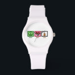 Montre Cute Cello<br><div class="desc">Un beau cadeau de Noël de violoncelle pour le grand violoncelliste de votre vie. Cette conception Peace Love Cello présente un joli signe de paix,  le coeur,  et l'instrument de musique,  le violoncelle. Un grand cadeau pour un membre de quatuor à cordes ou un chef d'orchestre.</div>