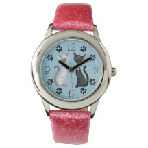 Cute Chats Noirs et Blancs avec Empreintes de patt