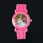 Montre Cute Chien Beagle Chien Chien Chien Chien Chien Ch<br><div class="desc">Un jeune chiot Beagle aux yeux de chiot est assis dans une églises de lait et de fleurs roses Le Beagle est une race de chien pittoresque avec un tempérament doux. Une jolie photo de chien prise par Katho Menden. Cette montre à poignet pour filles avec plaque d'accès est une...</div>