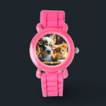 Montre Cute Chiot et Kitten<br><div class="desc">Un mignon chien chiot et un chaton orange assis l'un à côté de l'autre juste à l'air adorable. Art de l'IA.</div>