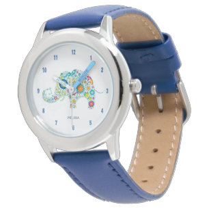 Montre Cute Colorful Floral Elephant Illustration