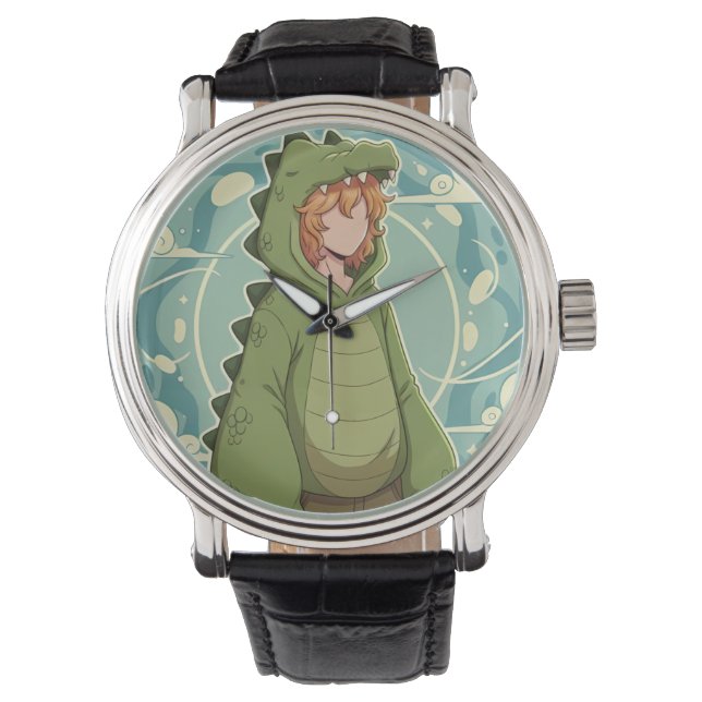 Montre Cute Dino Friend Anime Boy - Green Dinosaur (devant)