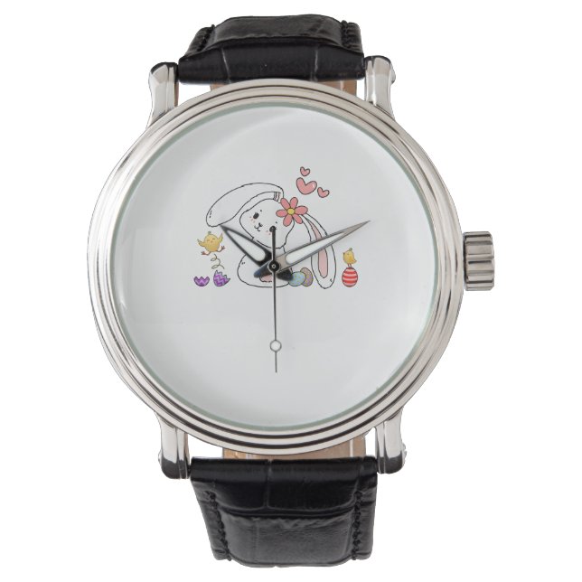 Montre Cute Easter Bunny Rabbit with Eggs Baby Chicks Hap (devant)