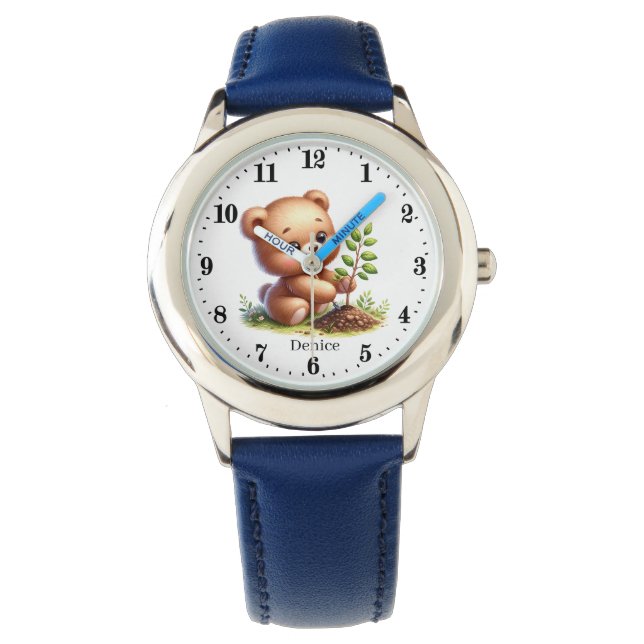 Montre Cute enfants unisex ajouter nom ours (devant)