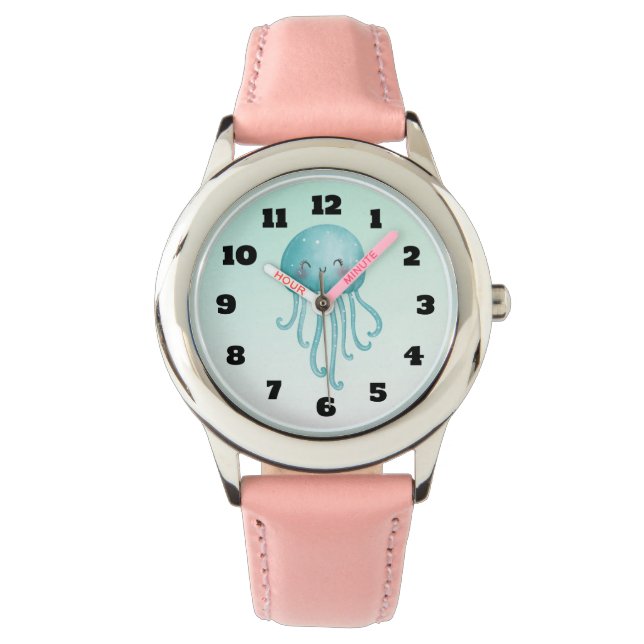 Montre Cute et Joyeuse méduse bleu-vert (devant)