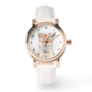 Montre Cute Fox Girly Animaux sauvages Dames Aquarelle