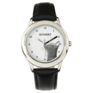 Montre Cute Garçons Chat Noir Animaux Enfants Kitty Kitte