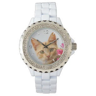 Montre Cute Ginger Cat Kitten Portrait - femme cadran
