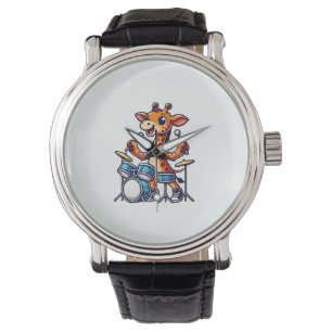 Montre Cute Giraffe Jouer Drums Giraffes Drummer Musique