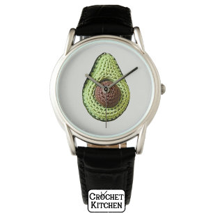 Montre Cute Green Cottagecore Crochet Avocado Monogram