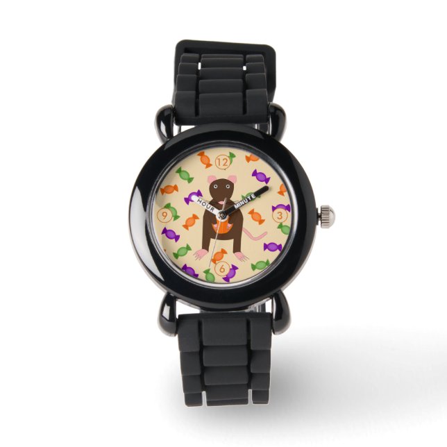 Montre Cute Halloween Rat et Citrouille (Recto)