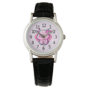 Montre Cute Happy Cochon Rose Cœurs Inspiré de la Saint-V
