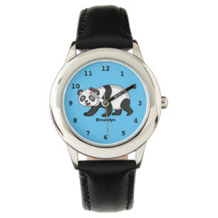 Montre Cute happy panda bear with flower cartoon