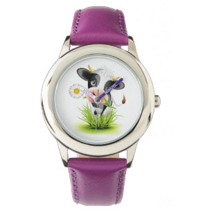 Montre Cute Holstein cow en vert grass