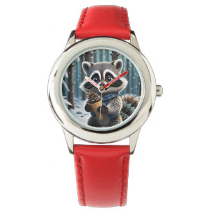 Montre Cute Kawaii style Raccoon avec cône crème de pin