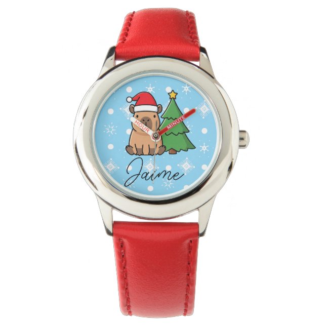 Montre Cute Kids Christmas Capy Blue Red (devant)