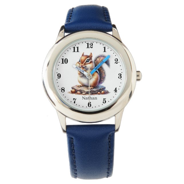 Montre Cute kids unisex chipmunk ajouter nom (devant)
