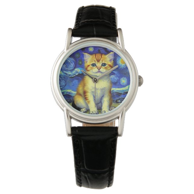 Montre Cute Kitten Starry Night Van Gogh (devant)