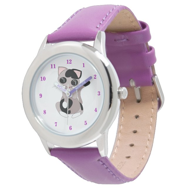 Montre Cute Kitty - Violet (Incliné)