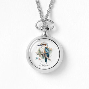 Montre Cute Kookaburra sur une branche peinte en aquarell