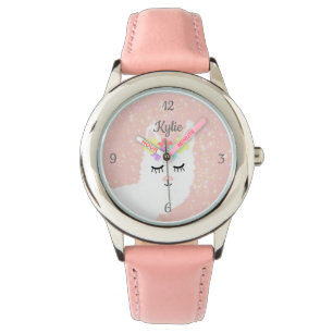Montre Cute Llama Blush Pink Stars Personnalisé