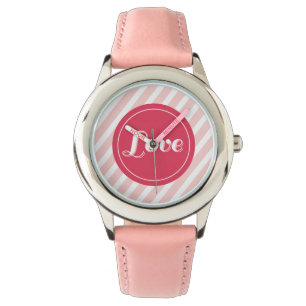 Montre Cute Love Red Circle Rose Stripes Girl Valentine