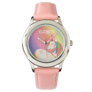 Montre Cute Magique Arc-en-ciel Unicorne Nom personnalisé