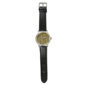 Montre Cute noir doré motifs floraux sans couture Coque-M (Plat)