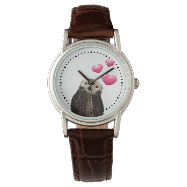Montre Cute Otter avec Love Hearts (devant)