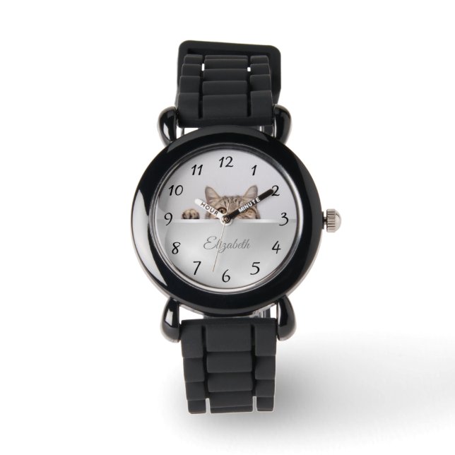 Montre Cute Peeeeking Chat Silver Foil Monogramme (Recto)