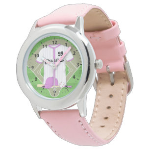Montre Cute Personnalisée Baseball rose