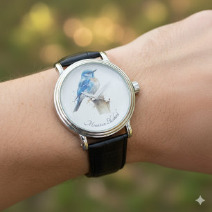 Montre Cute Petite Montagne Bluebird Aquarelle, personnal
