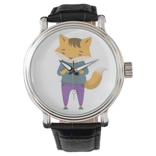 Montre Cute renard avec tasse de thé (devant)