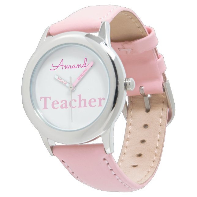 Montre Cute Rose Blanc Infirmière Nom Personnalisé (Incliné)