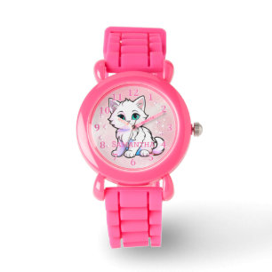 Montre Cute rose blanc Kawaii Kitten