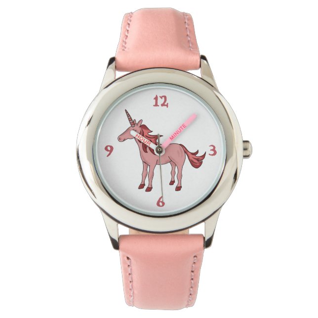Montre Cute Rose Sleeping Unicorn Dessin Girl (devant)