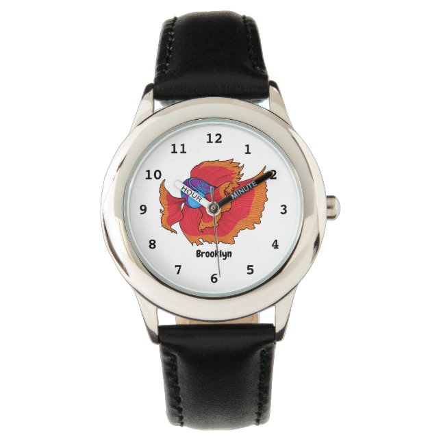 Montre Cute Siamese combat poisson betta dessin (devant)