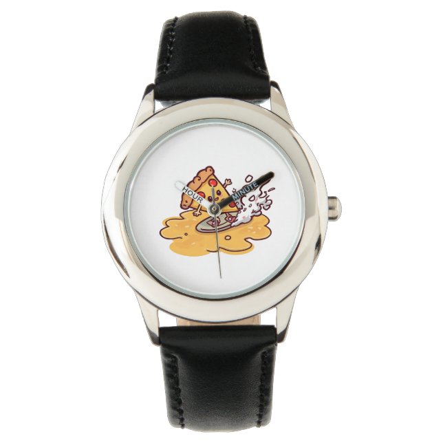 Montre Cute Surfing Pizza Slice Wall watch (devant)