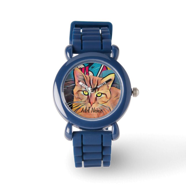 Montre Cute Tabby Chat Personnalisé Enfant (Recto)