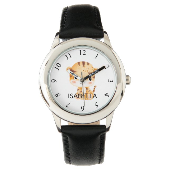 Montre Cute Tiger Nom Personnalisé Enfants Regarder (devant)