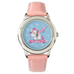 Montre Cute Unicorn avec les ailes filles Regarder person