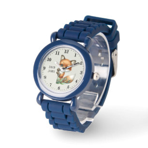 Montre Cute unisex enfants peeeking renard ajouter nom