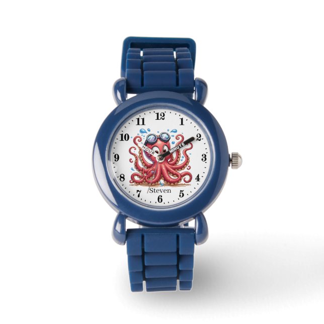 Montre Cute unisex enfants poulpe ajouter nom (Recto)