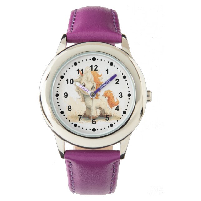 Montre Cute Whimsical Brown Cheval Pony Enfants (devant)