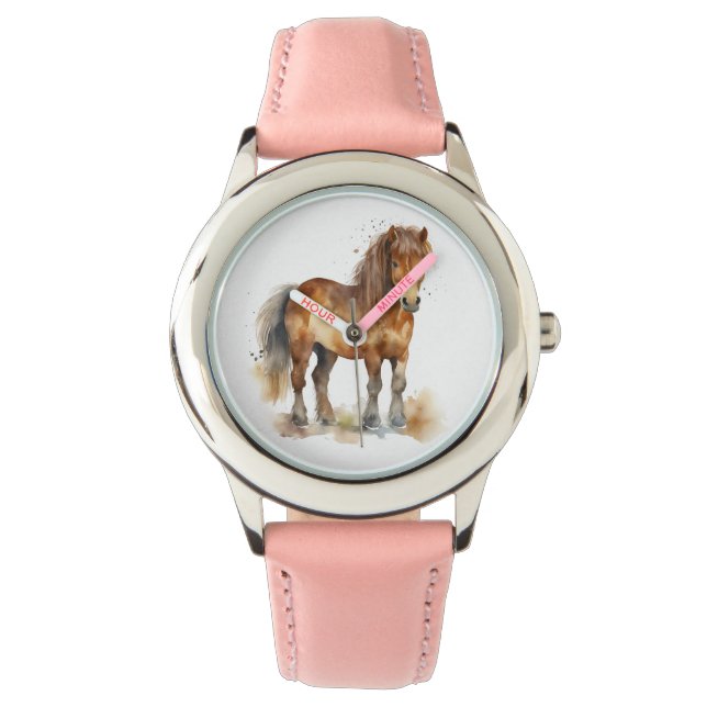 Montre Cute Whimsical Brown Cheval Pony Enfants (devant)