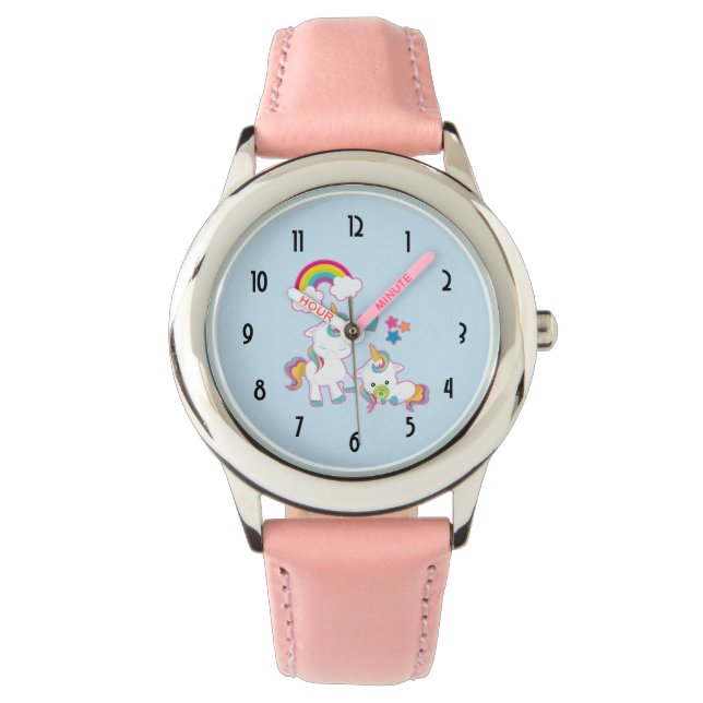 Montre Cute White Unicorns Magical Mama & Baby (devant)