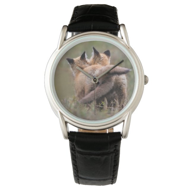 Montre Cutest Baby Animals | Red Fox Kits Locking Tails (devant)